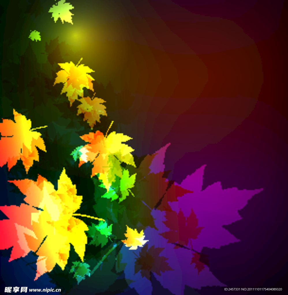 七彩动感枫叶梦幻背景