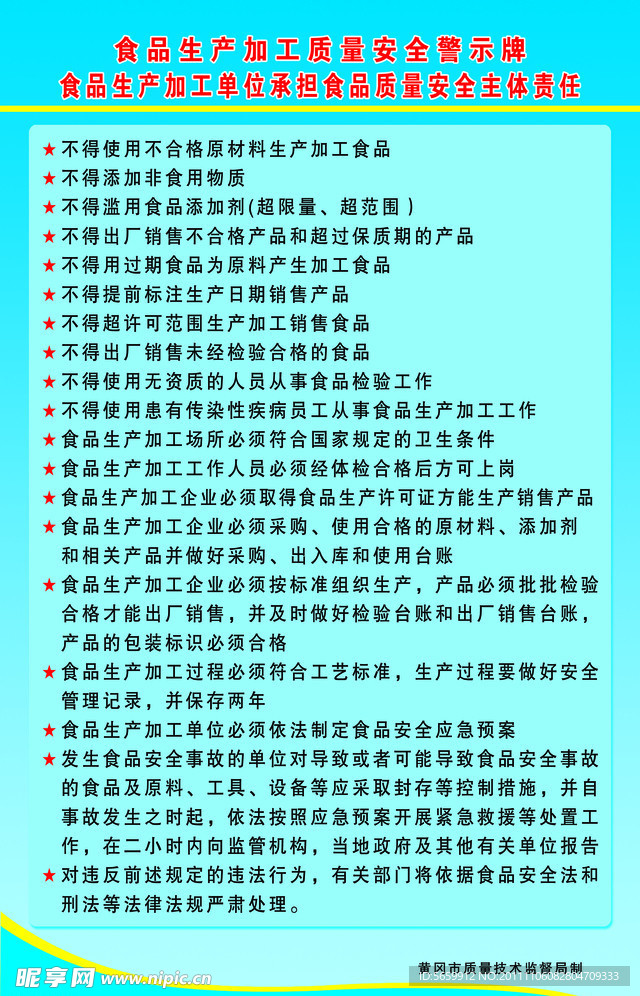 质量安全警示牌