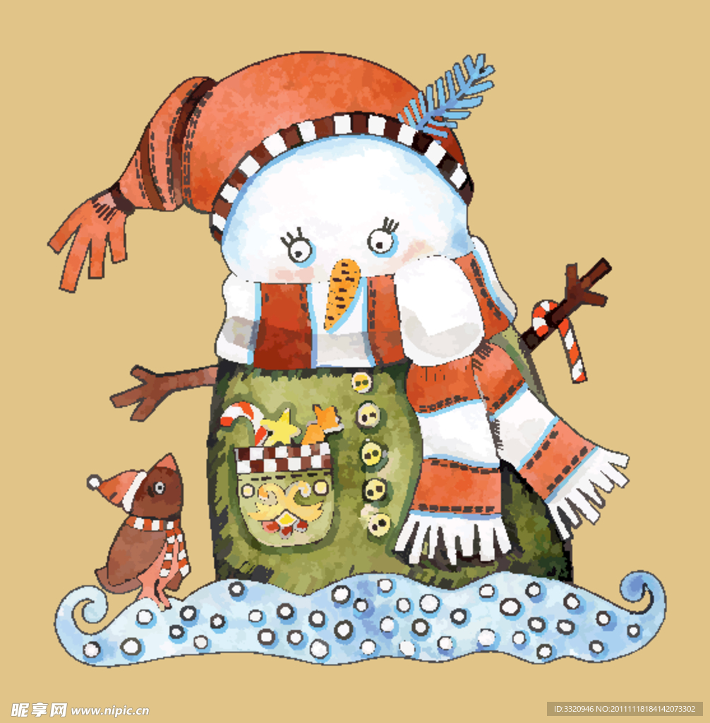 可爱的卡通雪人