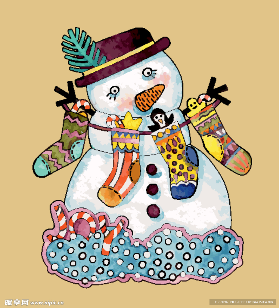 可爱的卡通雪人