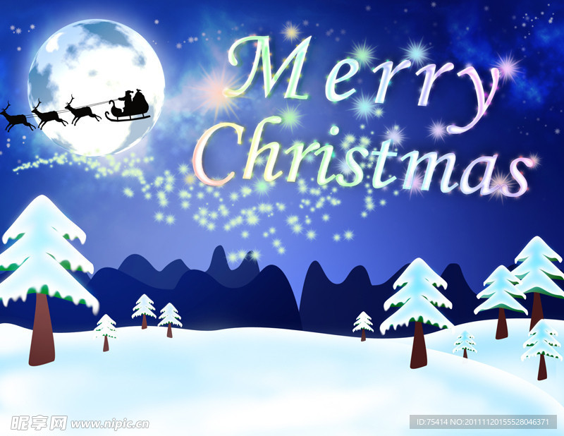 圣诞快乐夜空背景