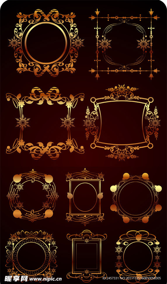 欧式边框金色边框花纹 （含ai）