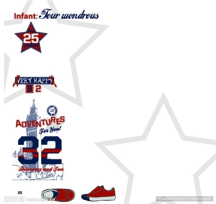 时尚男童手稿图案