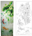 艺术玻璃 荷花鱼