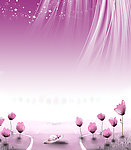 紫色花朵幼儿卡通风景