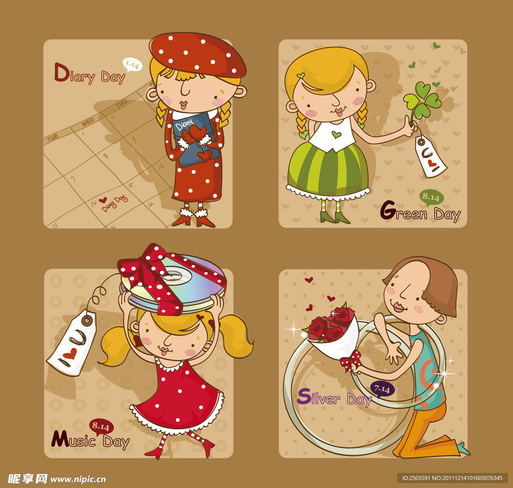 卡通人物封面底图插图