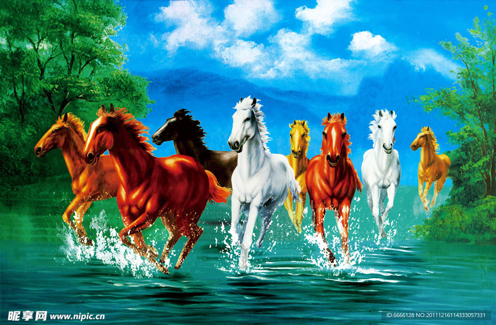 马到成功 八骏图