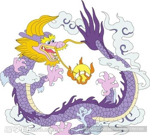 浅紫色龙戏珠