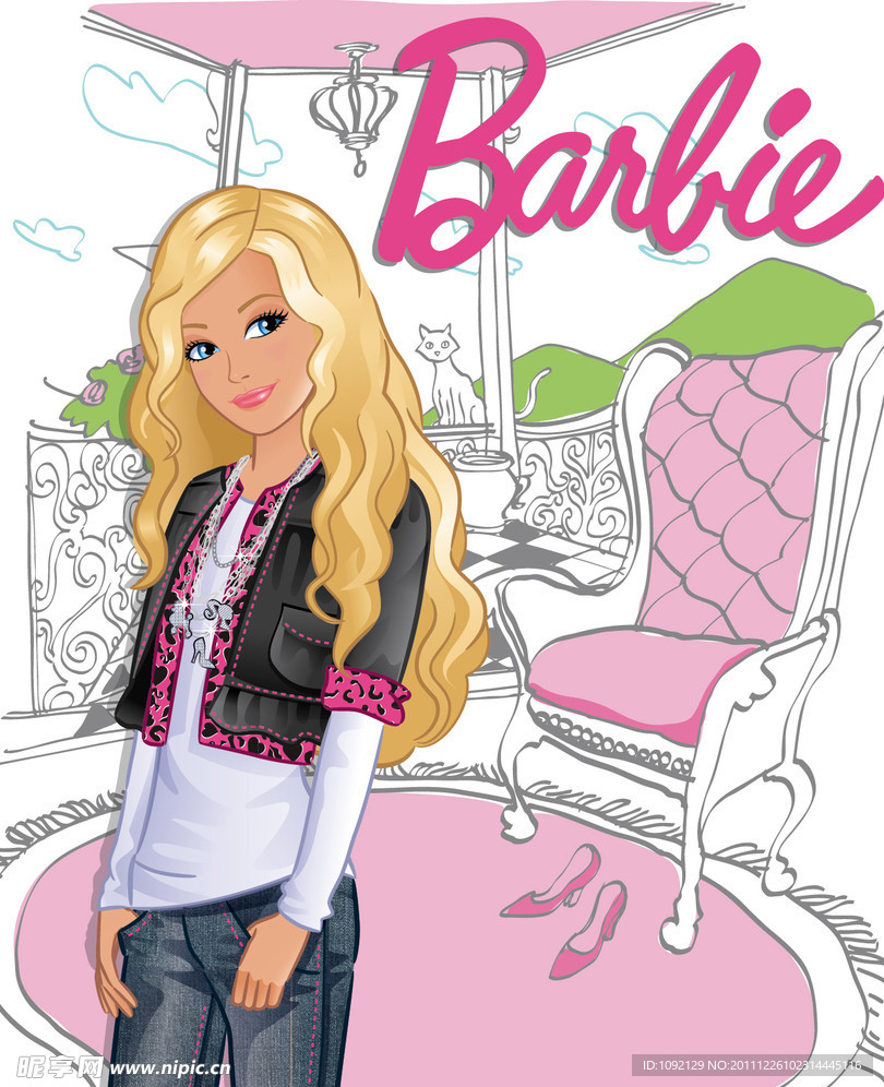 芭比时尚印花图案
