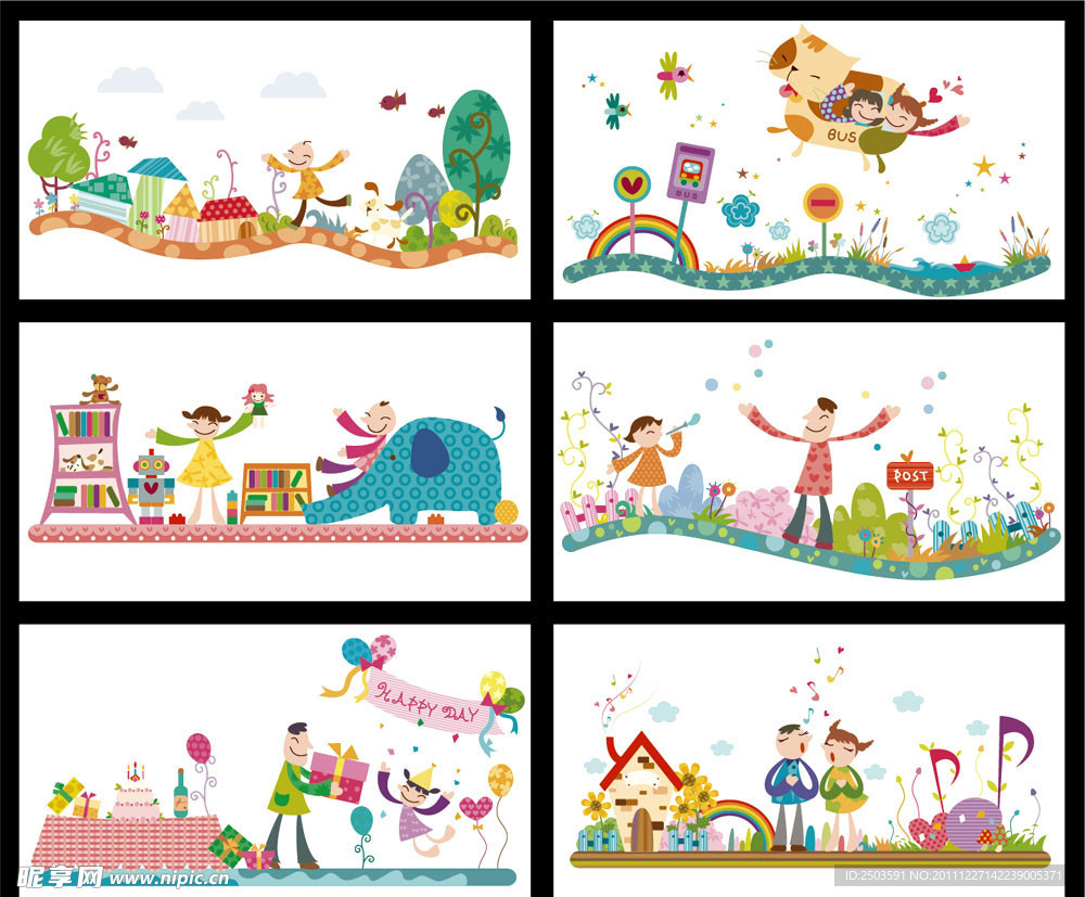 儿童画 卡通画 剪纸画