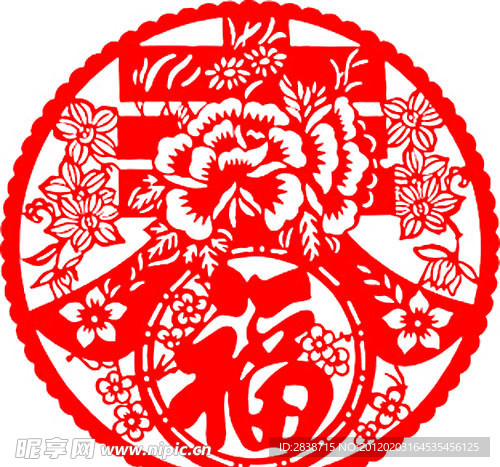 中国春字剪纸矢量素材