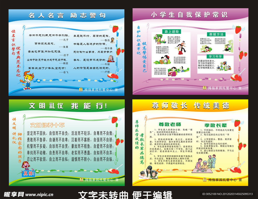 小学生卡通文明礼仪常识展板