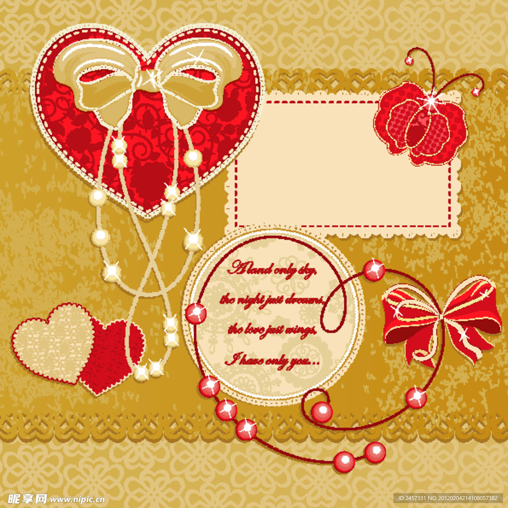 情人节爱心花纹 蝴蝶结