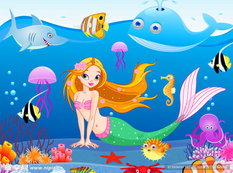 可爱卡通美人鱼