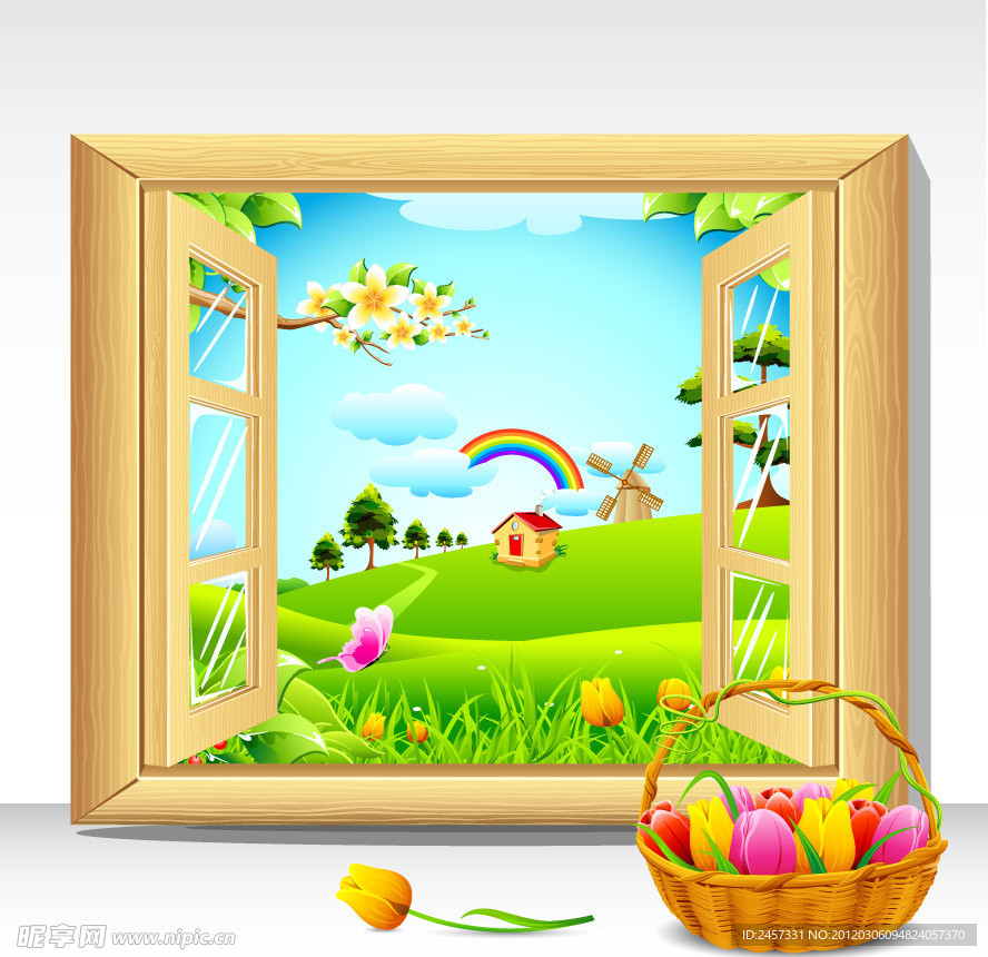 窗外的春天背景