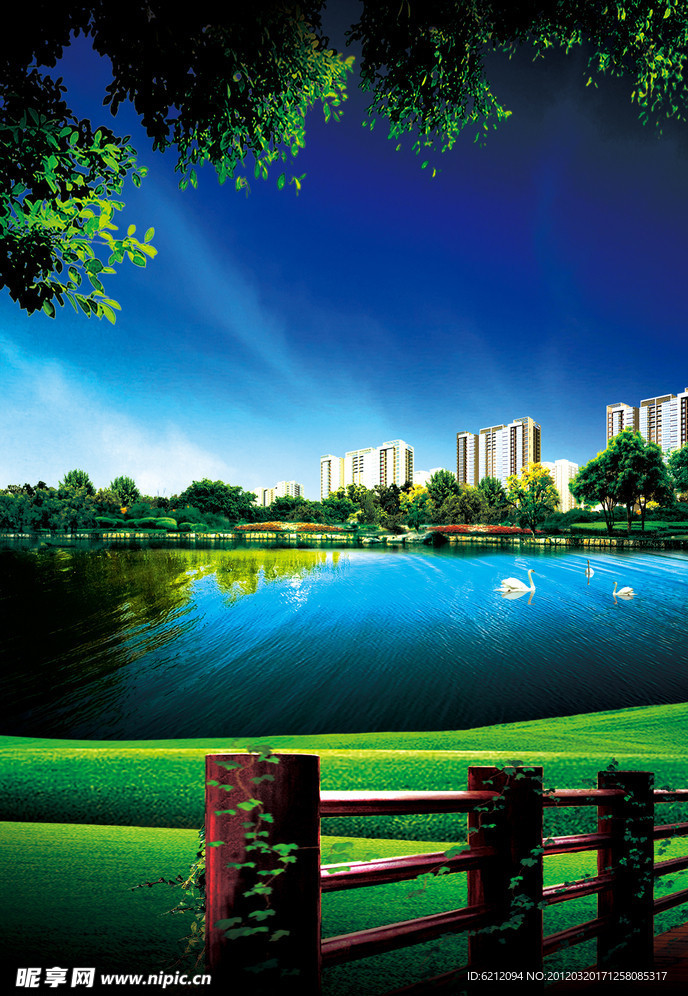 地产意境图 湖景