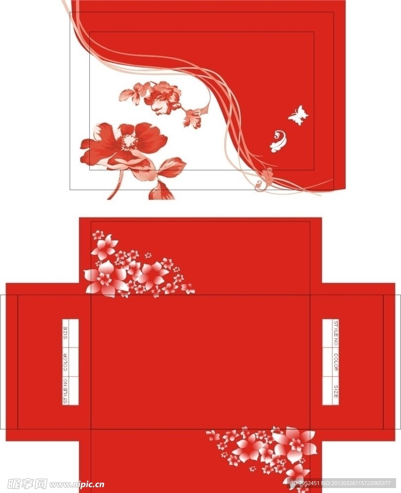 大红鞋盒丝带花