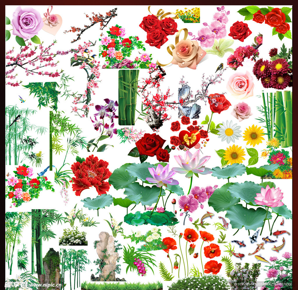 PSD设计专用传统花卉素材集