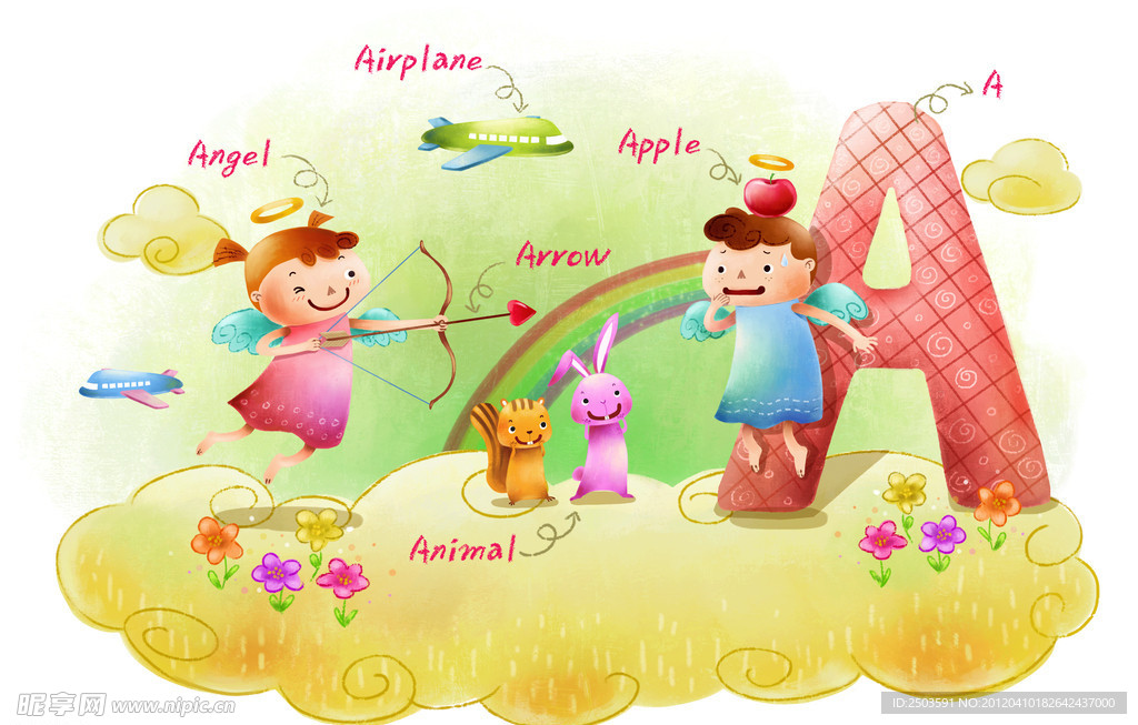 手绘 卡通 插画 英语教育