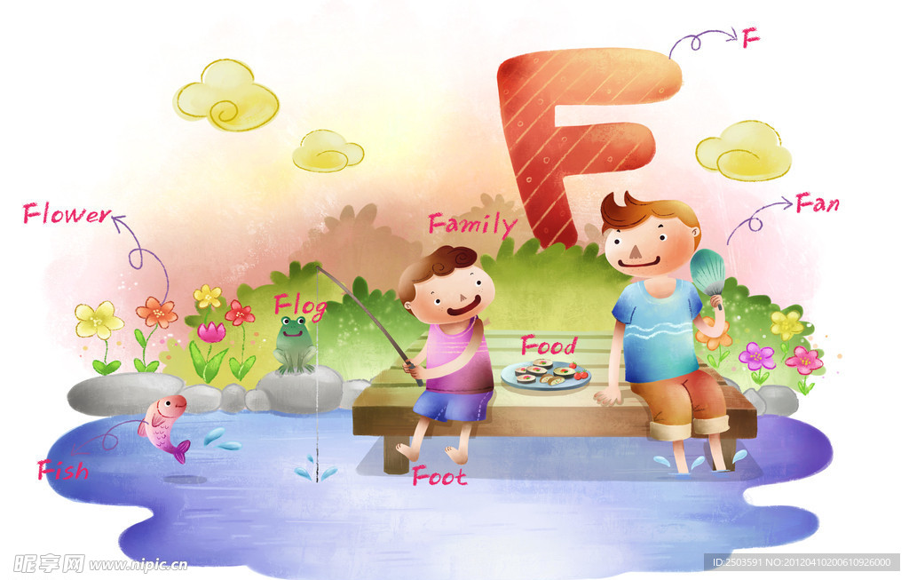 手绘 卡通 插画 英语教育