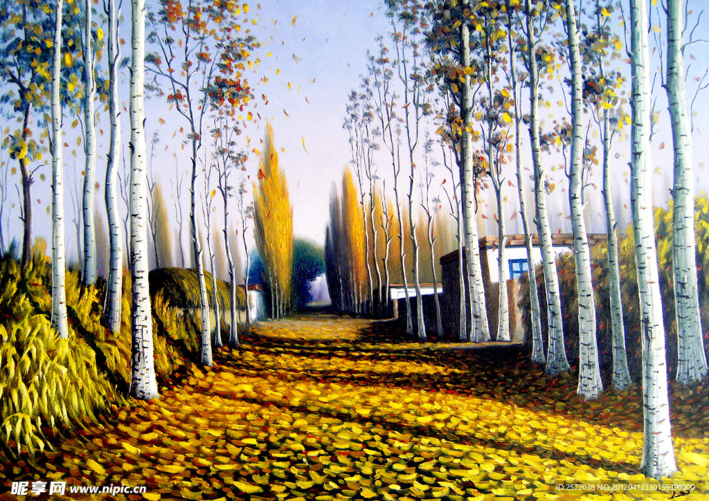 白桦林中的村庄