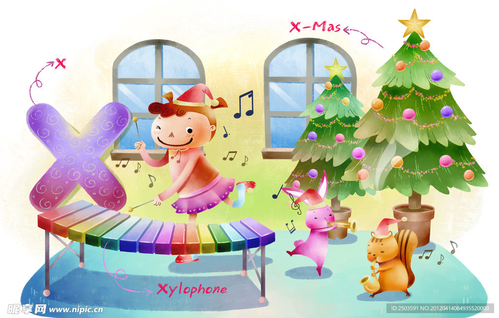 手绘 卡通 插画 英语教育