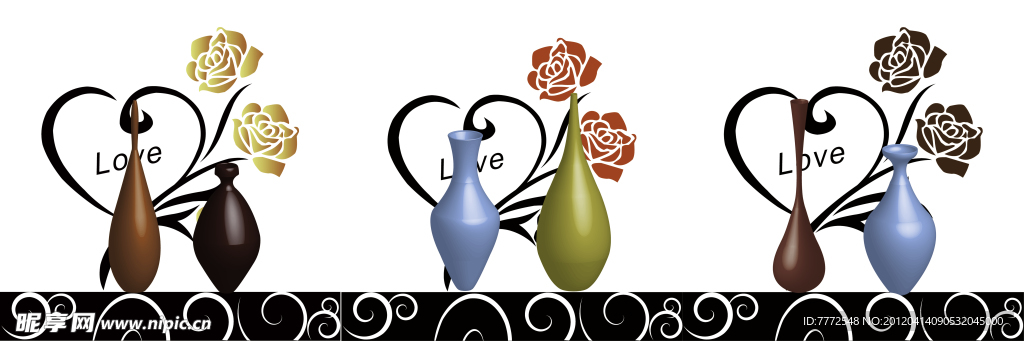 抽象花瓶无框画