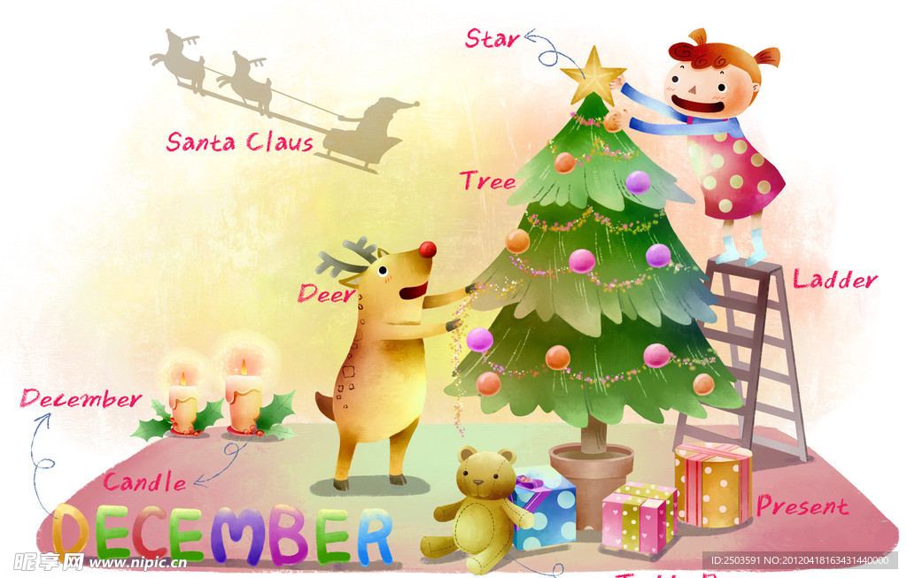 手绘 卡通 插画 英语教育