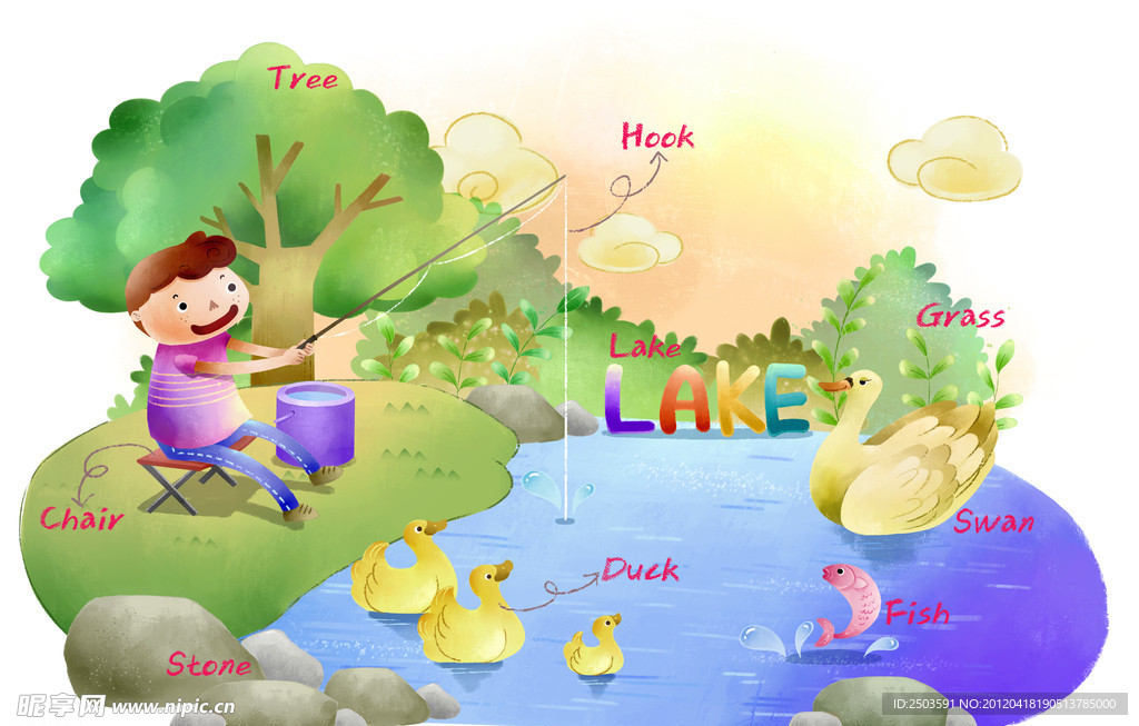 手绘 卡通 插画 英语教育