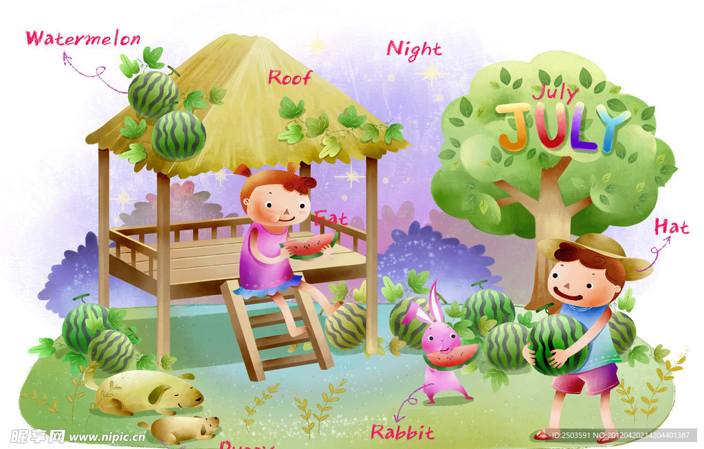 手绘 卡通 插画 英语教育