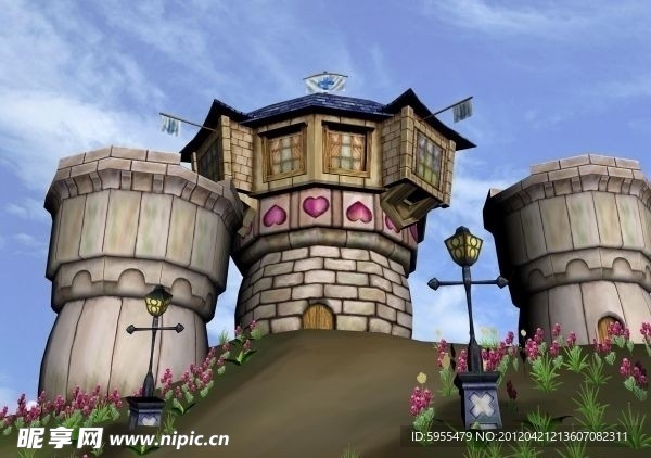 Q版卡通古代建筑