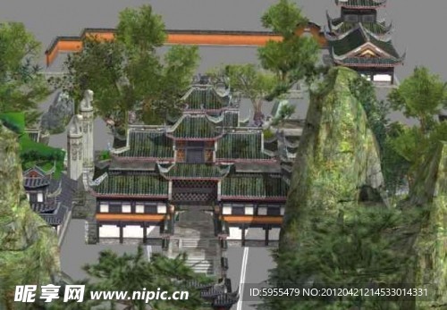 游戏村庄建筑模型