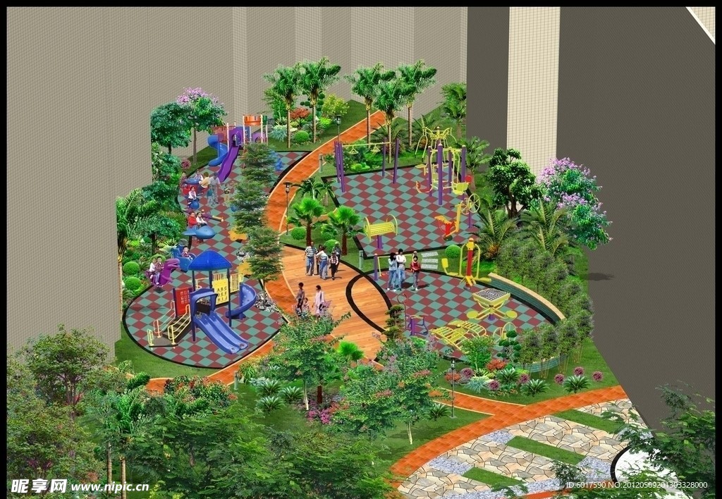 小区健身区效果图