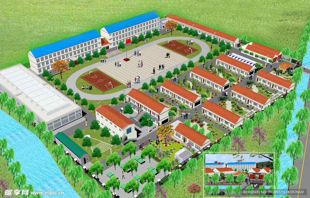 中学学校效果图