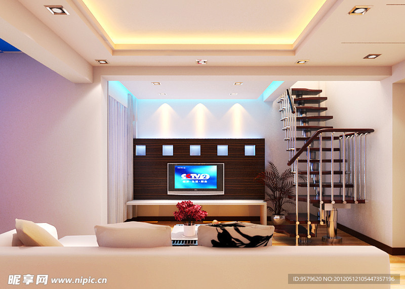 客厅效果图模型