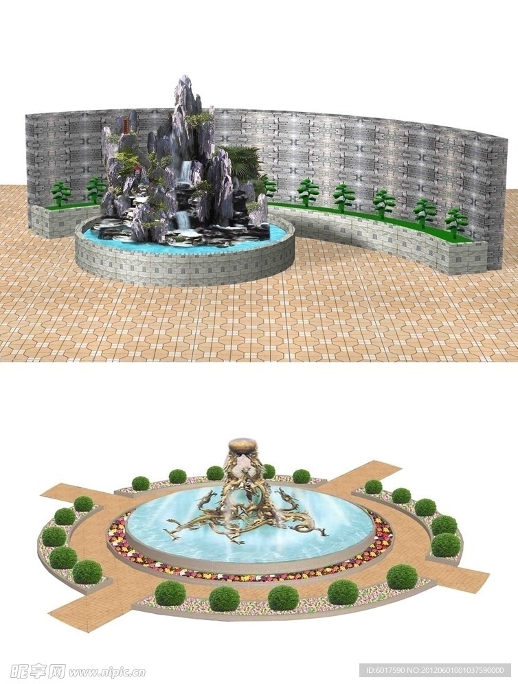 特色景观水池效果图