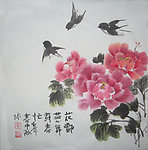 国画牡丹 燕子