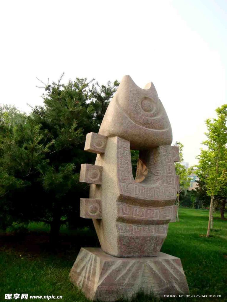 园林雕塑木鱼 鱼