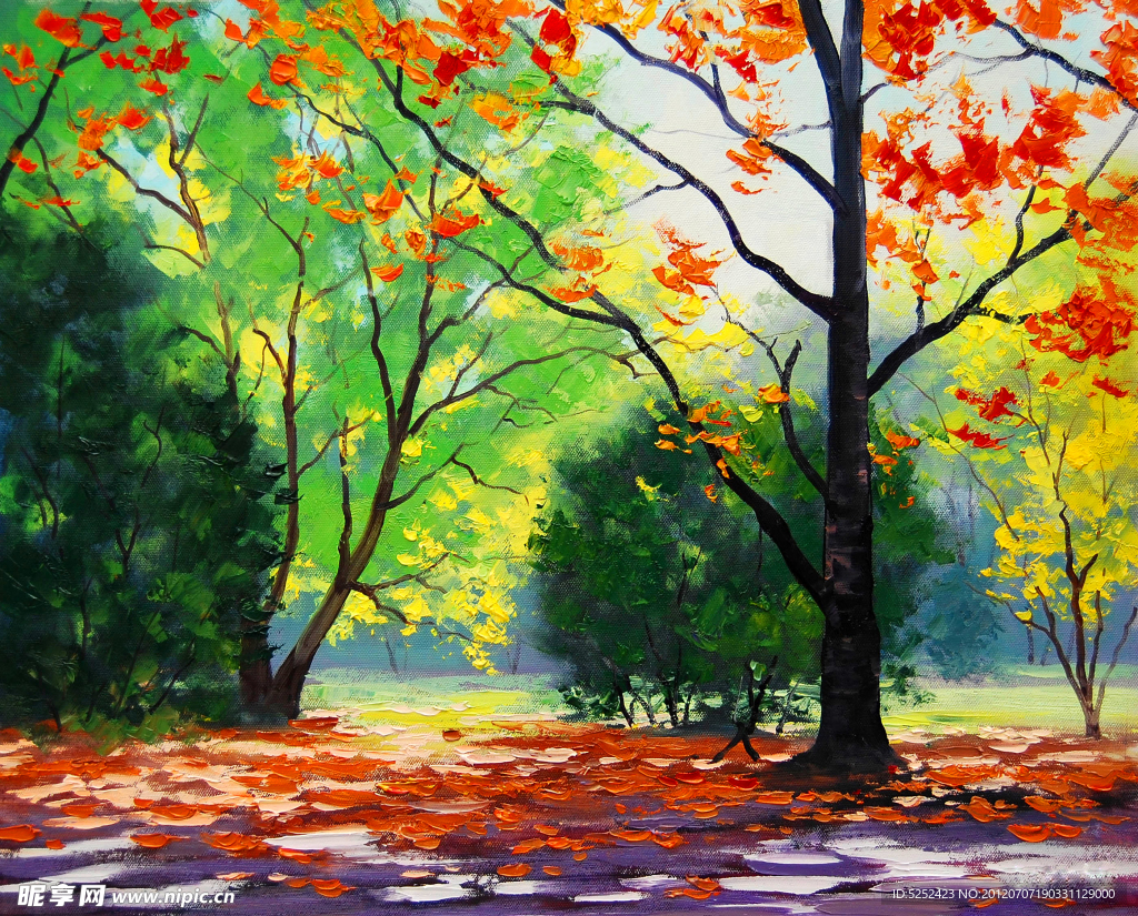 油画 斑驳的秋光