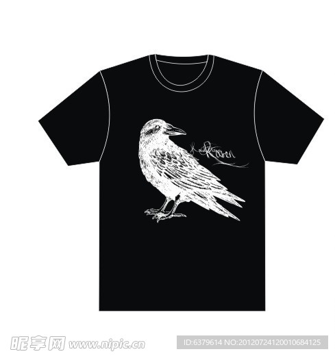 鸟图案T恤