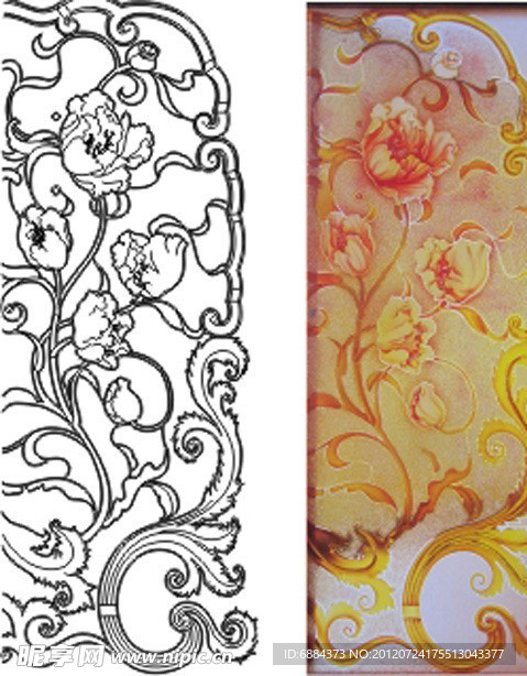 艺术玻璃矢量图 欧式花 刻绘图 cdr格式