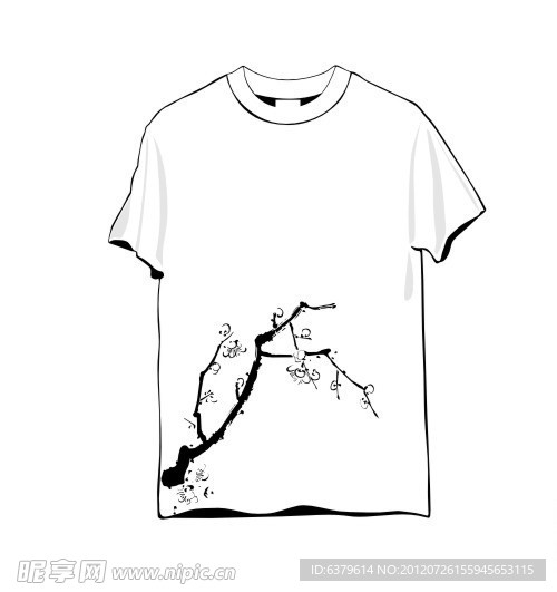 中国风花卉图案T恤