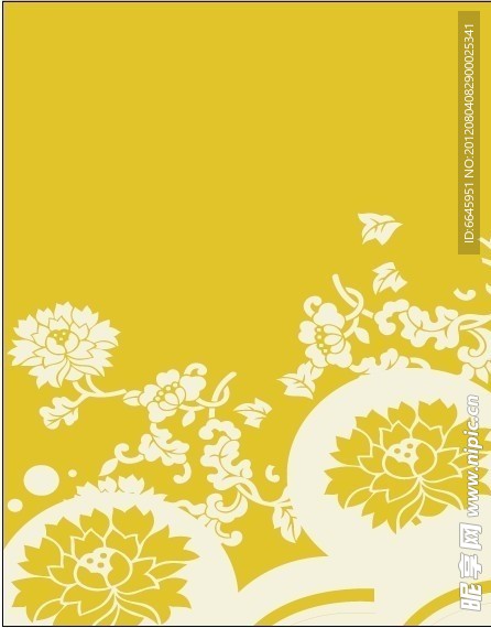 花开富贵 牡丹花 线条花纹 蝴蝶