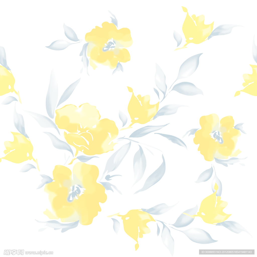 手绘水墨效果花卉