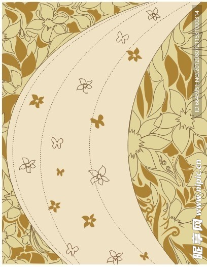 爱的旋律 古典花纹 五瓣花 线条花纹 艺术花纹 飘带