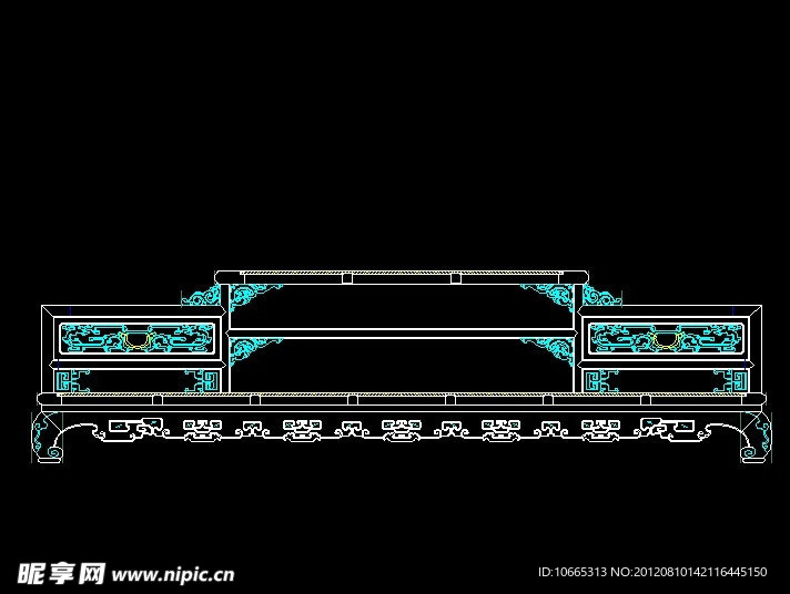 中式古典山形两屉电视柜