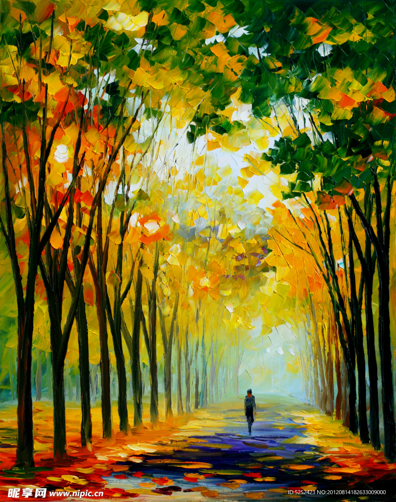 油画 漫步秋色