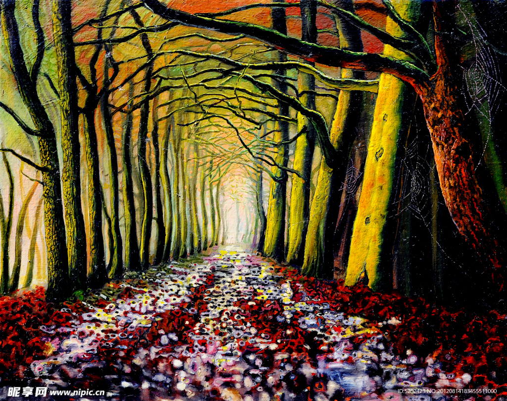 油画 古老的森林