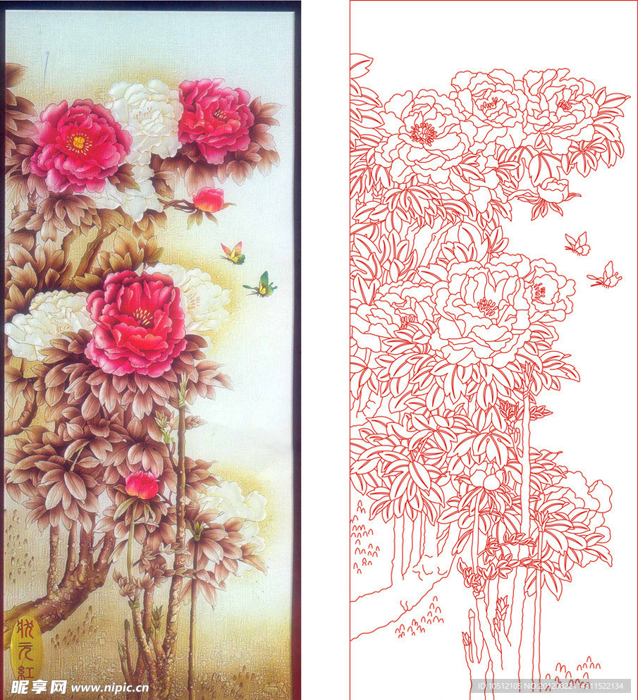 失量图 艺术玻璃 常年红