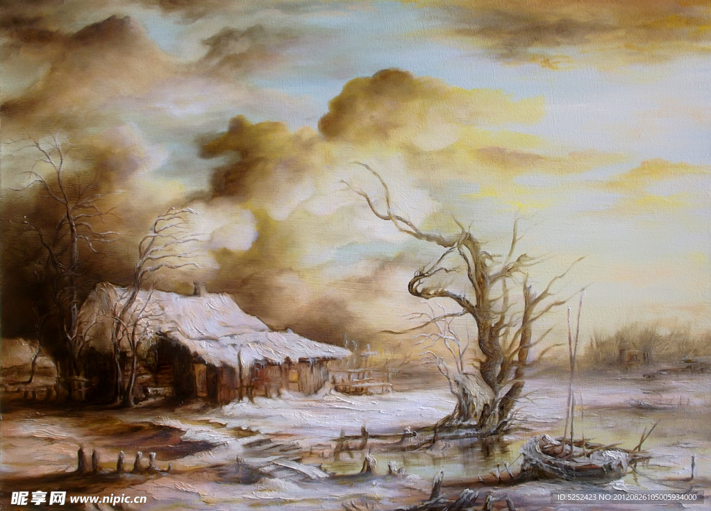 油画 冬景